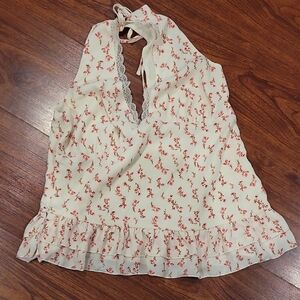 Floral Halter Neck Women Top